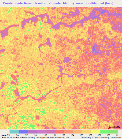Puesto Santa Rosa,Paraguay Elevation Map