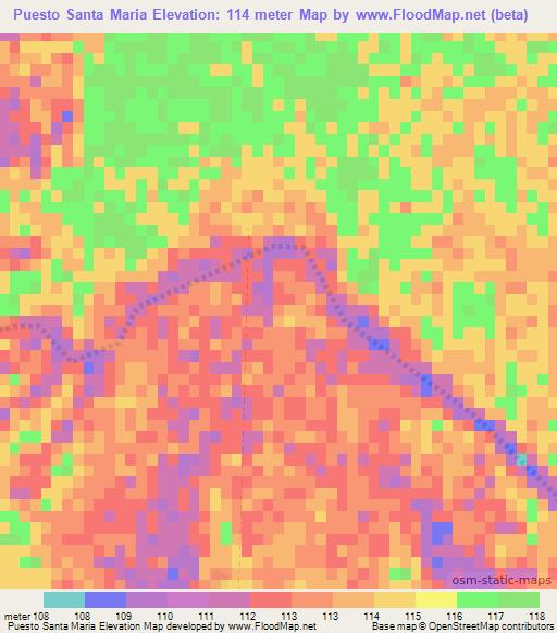 Puesto Santa Maria,Paraguay Elevation Map