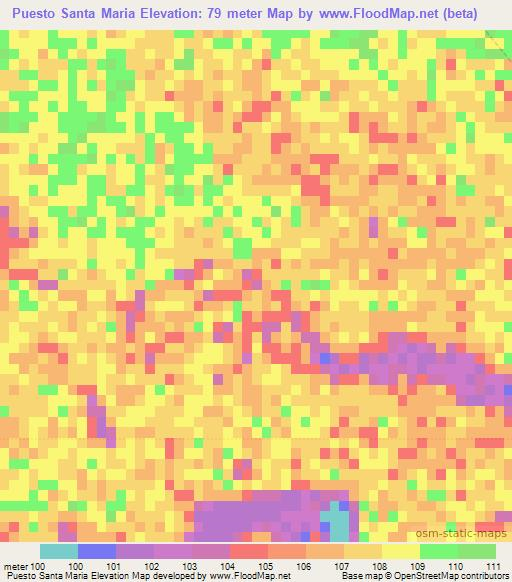 Puesto Santa Maria,Paraguay Elevation Map