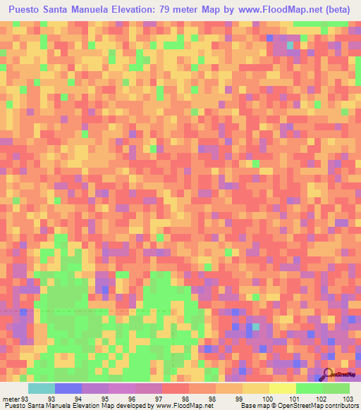 Puesto Santa Manuela,Paraguay Elevation Map