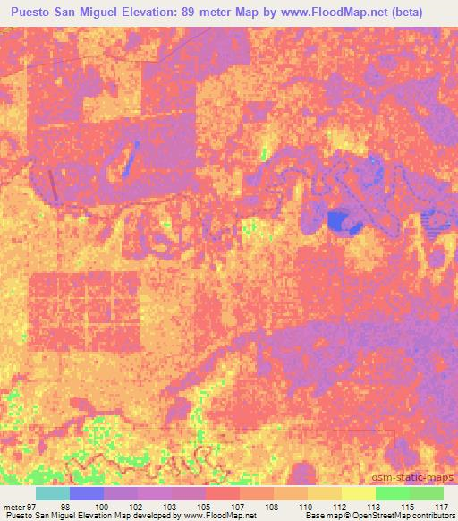 Puesto San Miguel,Paraguay Elevation Map