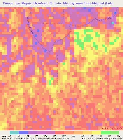 Puesto San Miguel,Paraguay Elevation Map