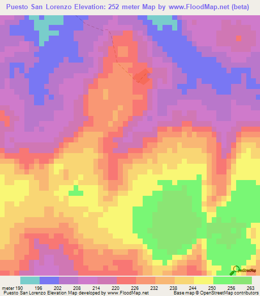 Puesto San Lorenzo,Paraguay Elevation Map