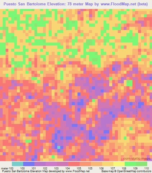 Puesto San Bartolome,Paraguay Elevation Map