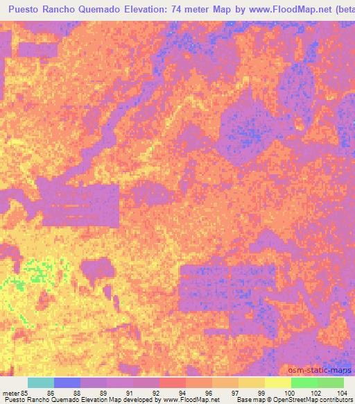 Puesto Rancho Quemado,Paraguay Elevation Map