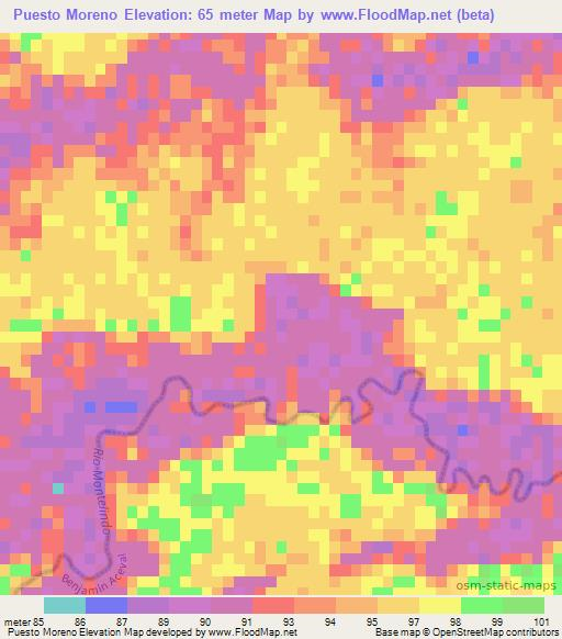 Puesto Moreno,Paraguay Elevation Map