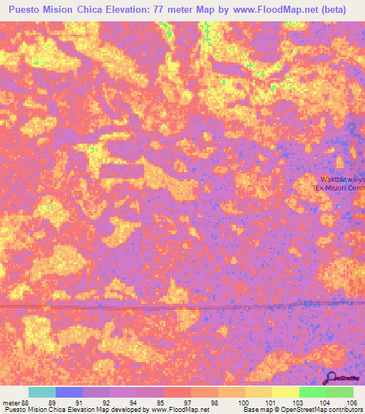 Puesto Mision Chica,Paraguay Elevation Map