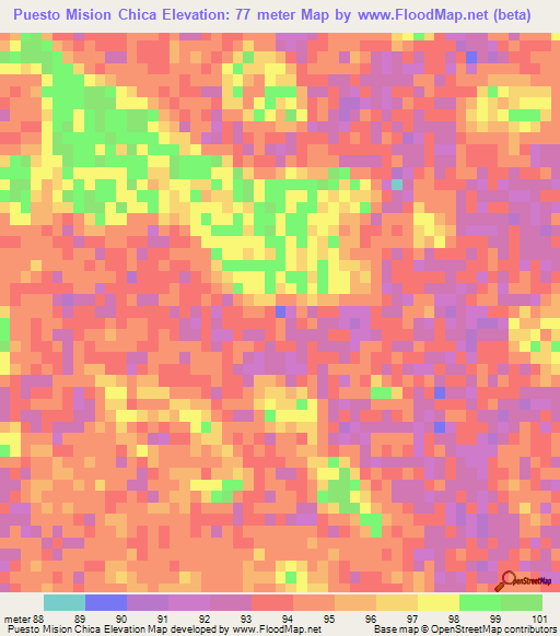 Puesto Mision Chica,Paraguay Elevation Map