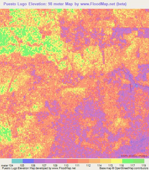 Puesto Lugo,Paraguay Elevation Map