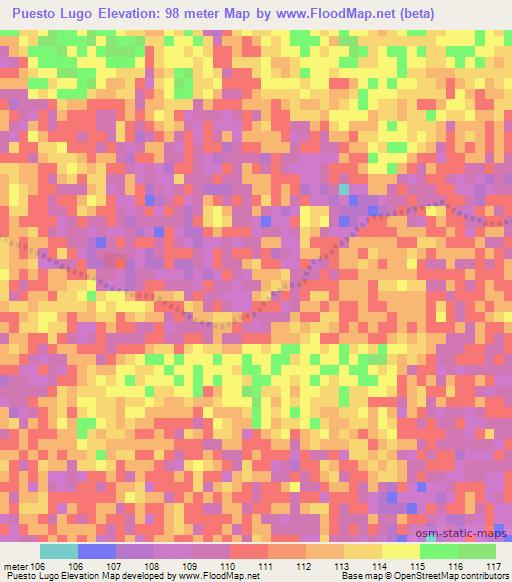 Puesto Lugo,Paraguay Elevation Map