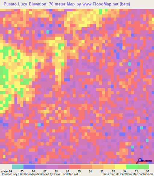 Puesto Lucy,Paraguay Elevation Map
