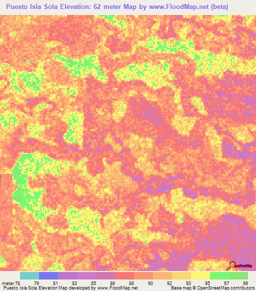 Puesto Isla Sola,Paraguay Elevation Map