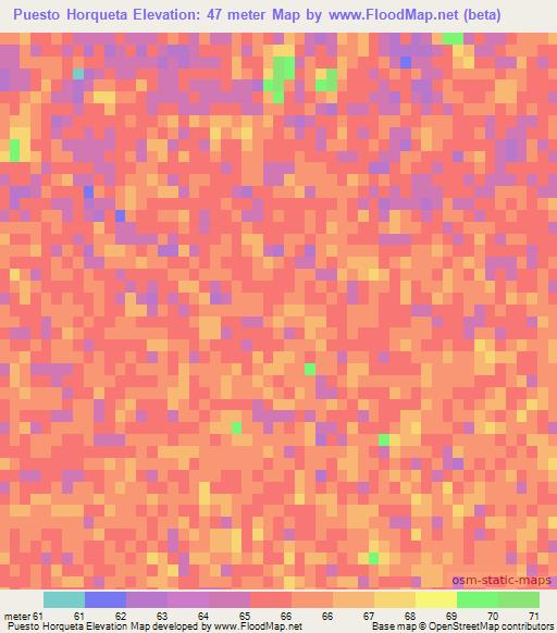 Puesto Horqueta,Paraguay Elevation Map