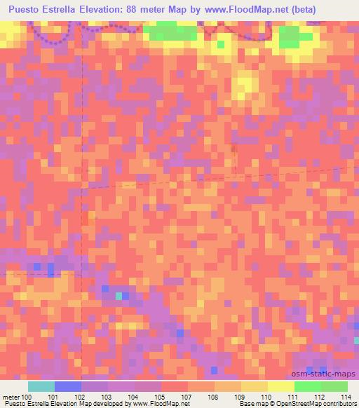 Puesto Estrella,Paraguay Elevation Map