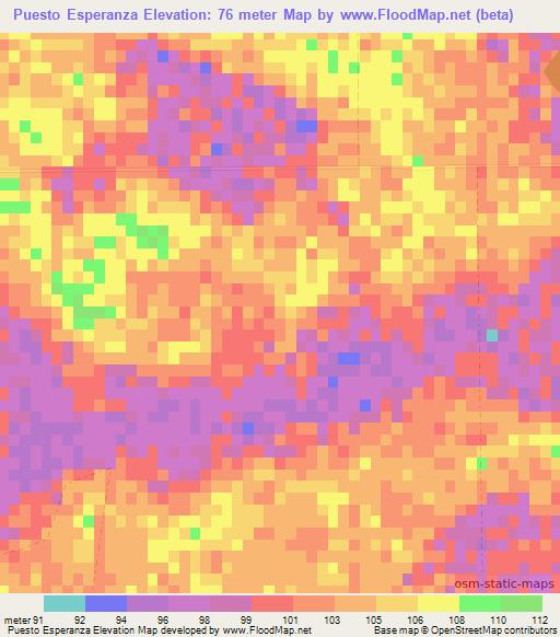 Puesto Esperanza,Paraguay Elevation Map