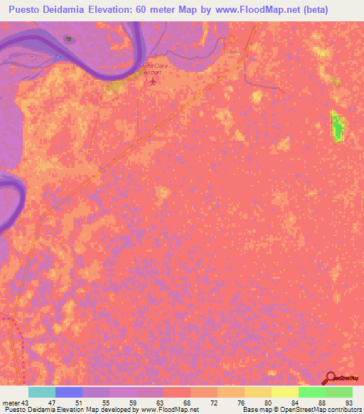 Puesto Deidamia,Paraguay Elevation Map