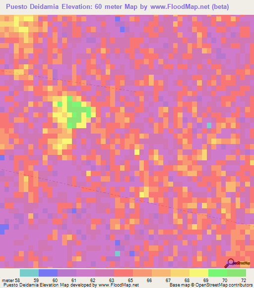 Puesto Deidamia,Paraguay Elevation Map