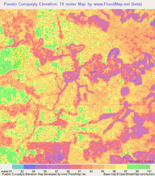 Puesto Curupayty,Paraguay Elevation Map