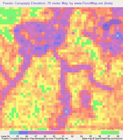 Puesto Curupayty,Paraguay Elevation Map