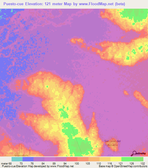 Puesto-cue,Paraguay Elevation Map