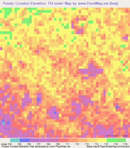 Puesto Corralon,Paraguay Elevation Map