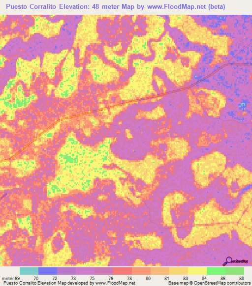 Puesto Corralito,Paraguay Elevation Map