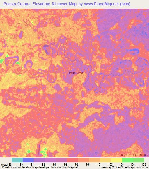 Puesto Colon-i,Paraguay Elevation Map