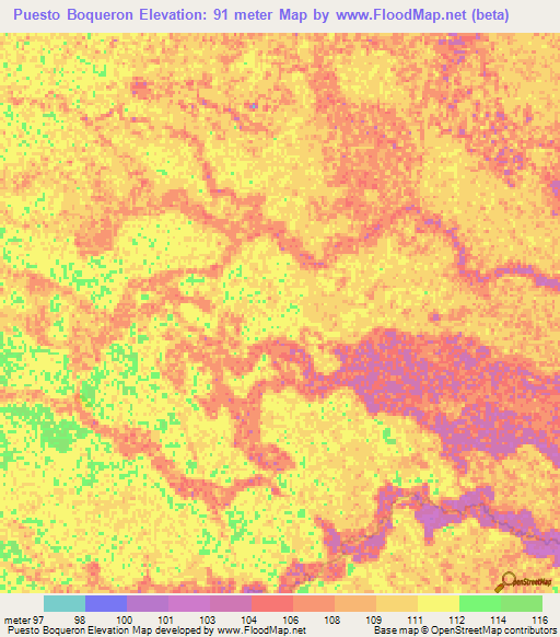 Puesto Boqueron,Paraguay Elevation Map