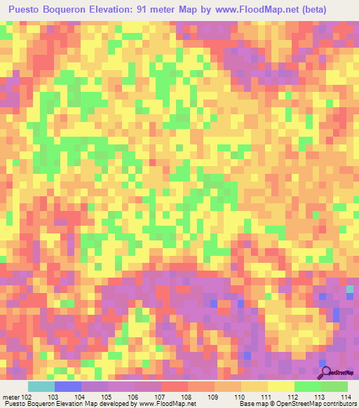 Puesto Boqueron,Paraguay Elevation Map