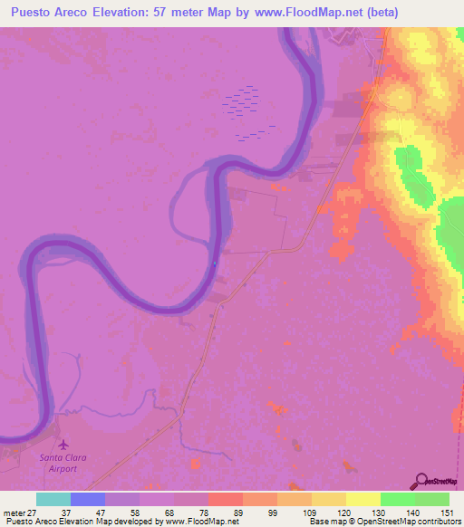 Puesto Areco,Paraguay Elevation Map
