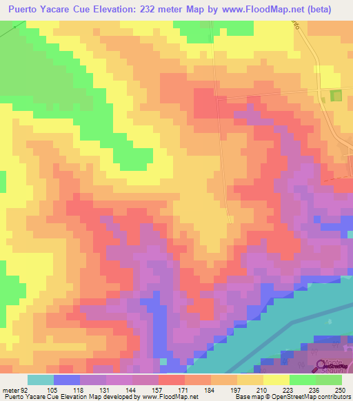 Puerto Yacare Cue,Paraguay Elevation Map