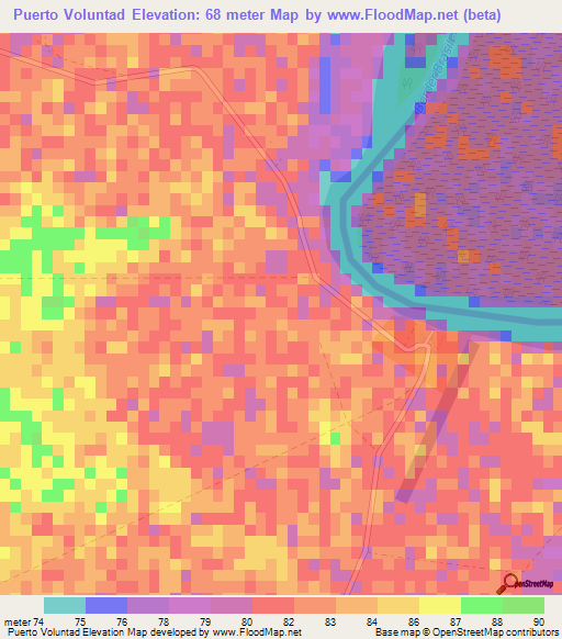 Puerto Voluntad,Paraguay Elevation Map