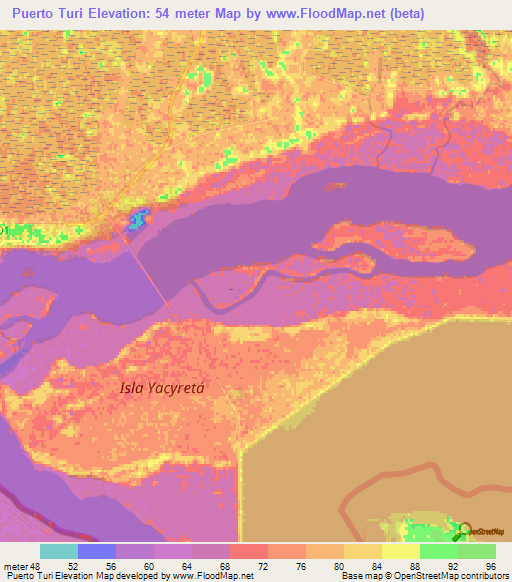 Puerto Turi,Paraguay Elevation Map