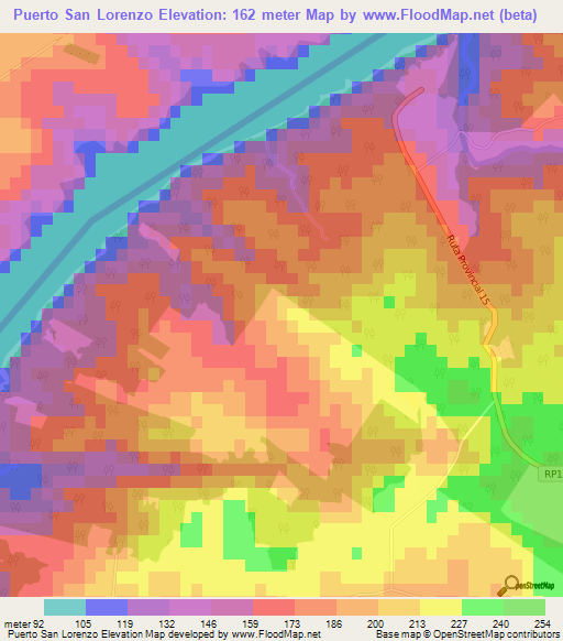 Puerto San Lorenzo,Paraguay Elevation Map