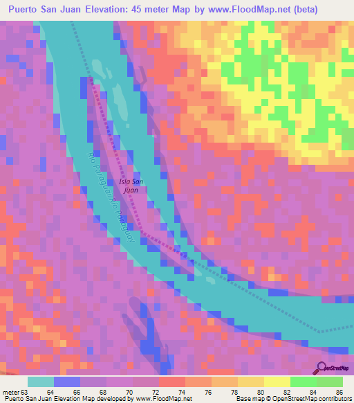 Puerto San Juan,Paraguay Elevation Map