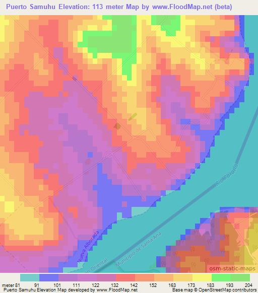 Puerto Samuhu,Paraguay Elevation Map