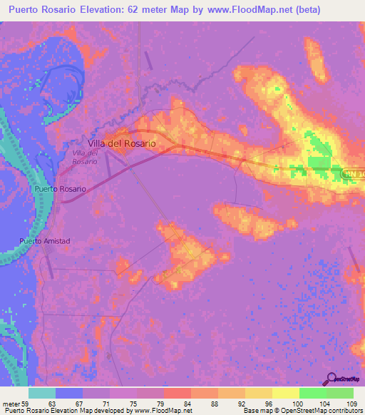 Puerto Rosario,Paraguay Elevation Map