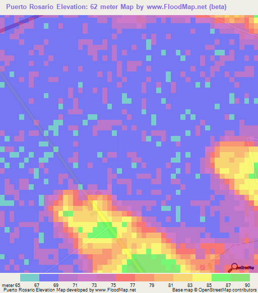Puerto Rosario,Paraguay Elevation Map