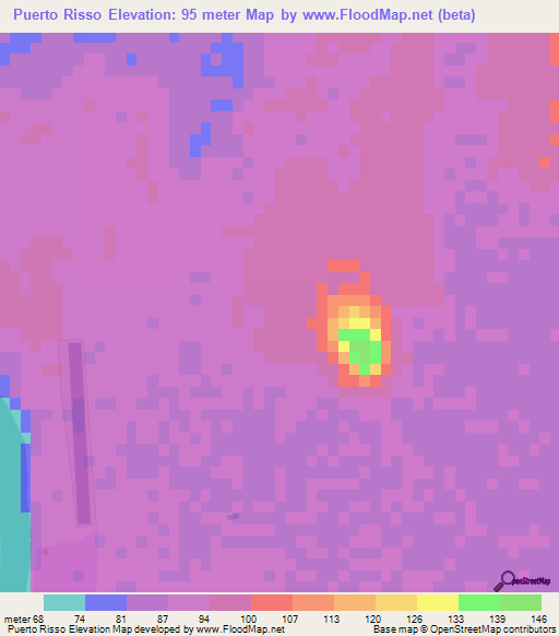 Puerto Risso,Paraguay Elevation Map