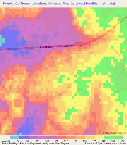 Puerto Rio Negro,Paraguay Elevation Map
