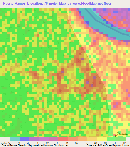 Puerto Ramos,Paraguay Elevation Map