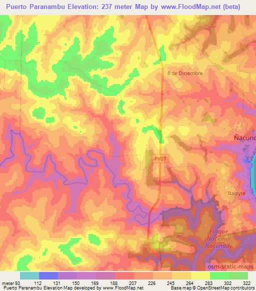 Puerto Paranambu,Paraguay Elevation Map