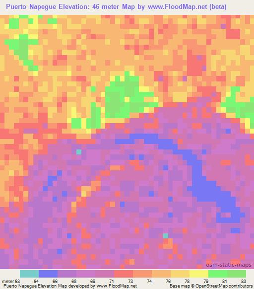 Puerto Napegue,Paraguay Elevation Map