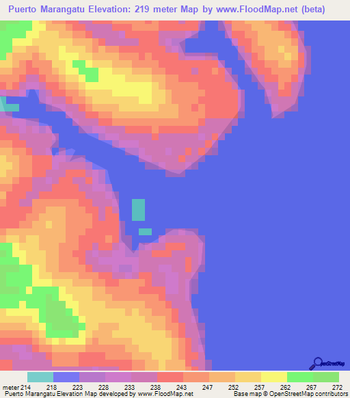 Puerto Marangatu,Paraguay Elevation Map