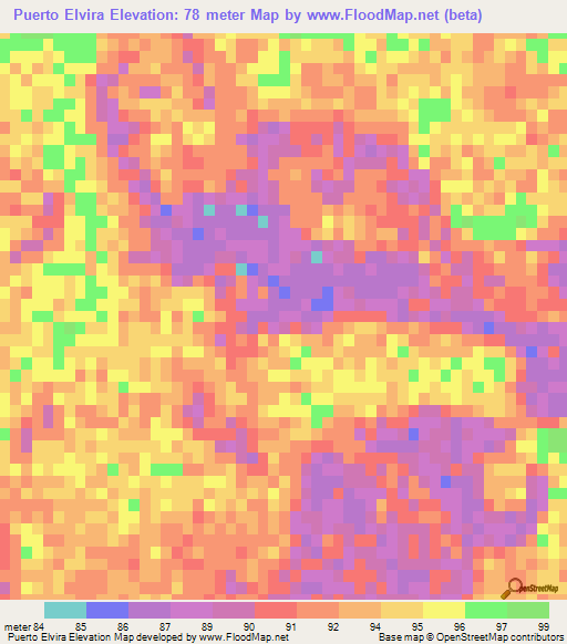 Puerto Elvira,Paraguay Elevation Map