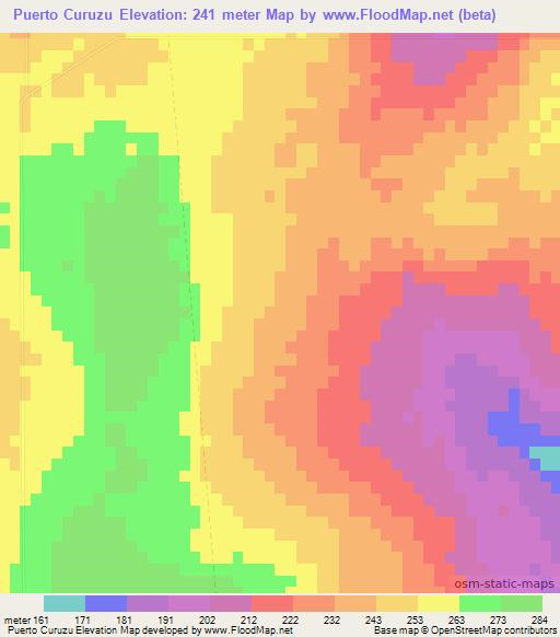 Puerto Curuzu,Paraguay Elevation Map