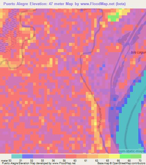 Puerto Alegre,Paraguay Elevation Map