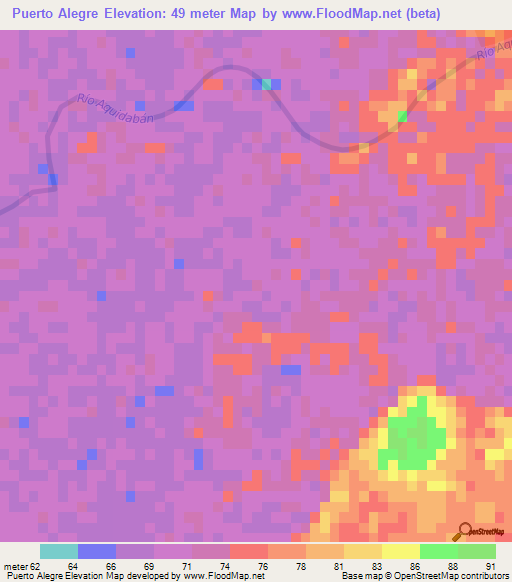 Puerto Alegre,Paraguay Elevation Map