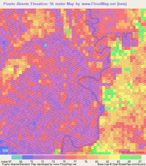 Puerto Abente,Paraguay Elevation Map