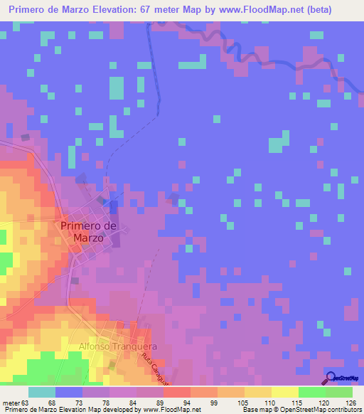 Primero de Marzo,Paraguay Elevation Map